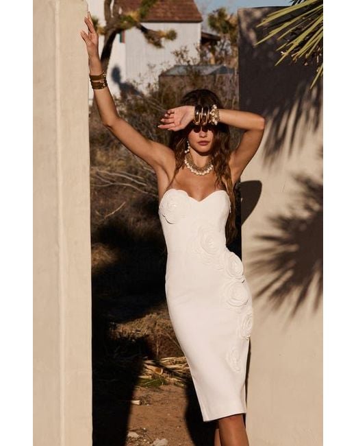 HELSI Kaia Floral Appliqu Strapless Dress in White | Lyst