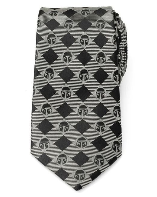 Cufflinks Inc. Gray Mandalorian Plaid Silk Blend Tie for men