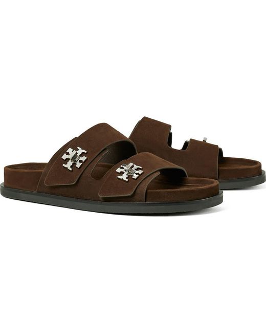 Tory Burch Brown Turnlock Sport Slide Sandal