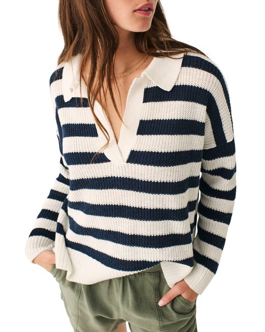 Faherty Miramar Linen & Organic Cotton Polo Sweater in Blue | Lyst