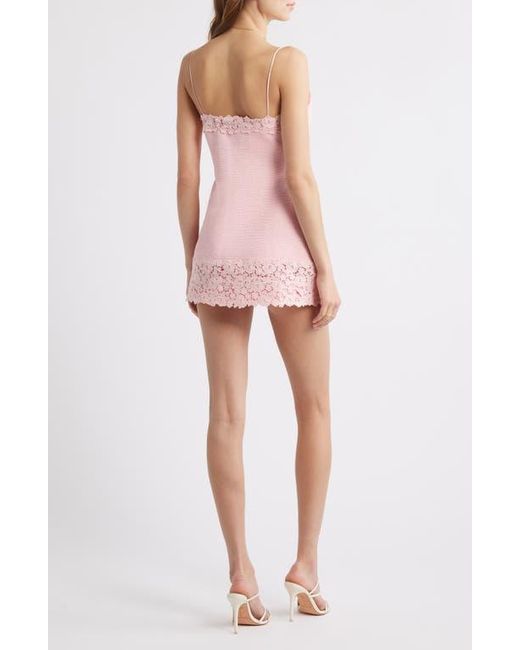 LoveShackFancy Pink Meva Lace Trim Sleeveless Minidress