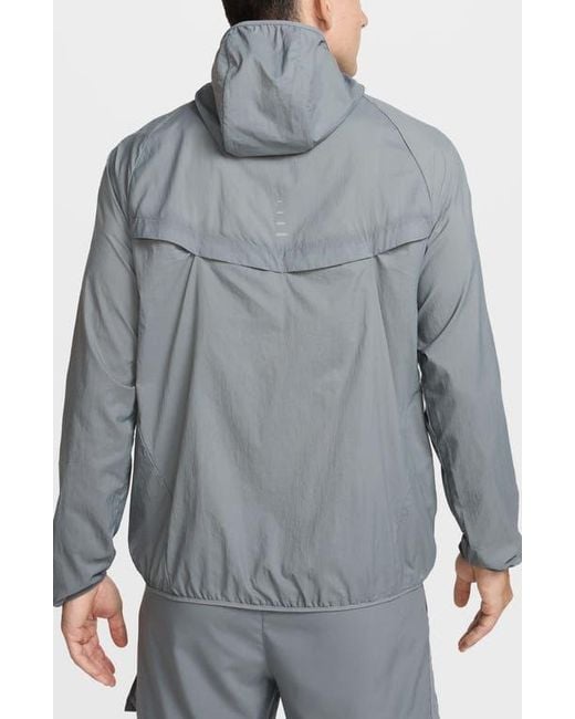 Nike Gray Stride Dri-Fit Uv Hooded Running Jacket for men