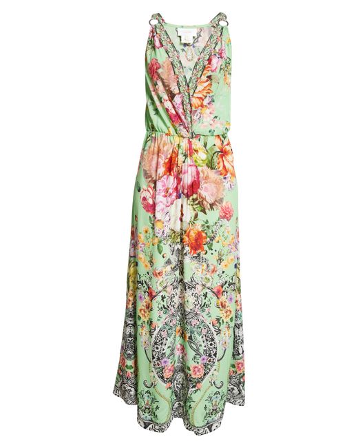 Camilla White Floral Twist Front Silk Dress