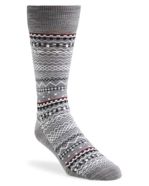 Thom Browne Gray Fair Isle Float Jacquard Mid Calf Socks for men