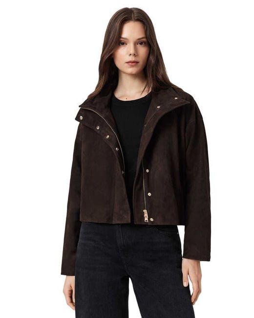 AllSaints Black Ryder Suede Jacket