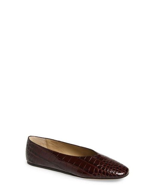 Le Monde Beryl Brown Regency Croc Embossed Flat