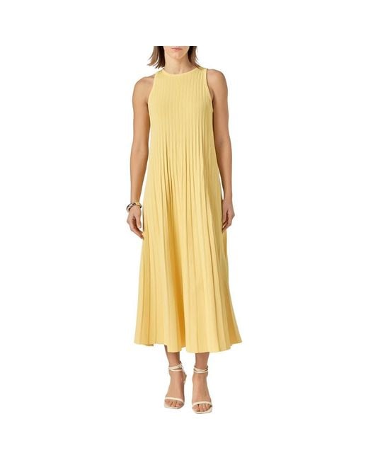 knee length dresses for ladies Striped Pleated Midi Dress – English Factory main image 1