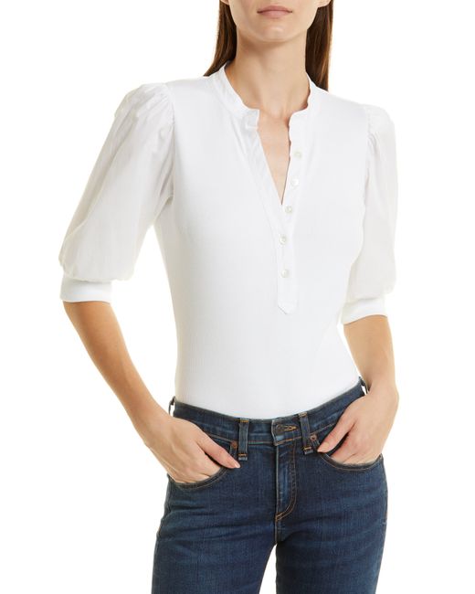 Veronica Beard White Coralee Front Button Blouse
