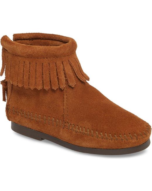 Minnetonka Brown Back Zip Boot
