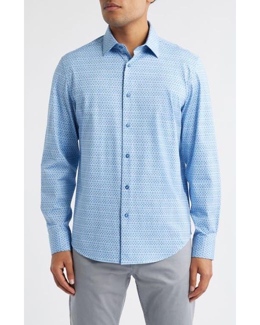 Bugatchi Blue Jimmy Ooohcotton Geo Print Button-Up Shirt for men