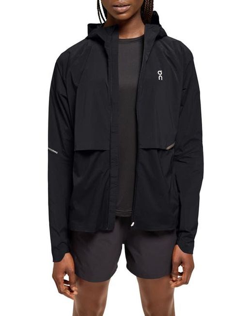 On Shoes Black Core Hooded Packable Running Jacket