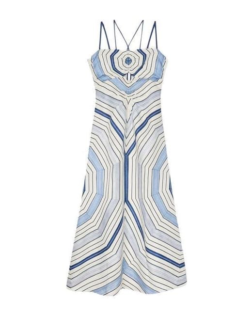 Sandro White Spiral-Motif Maxi Dress