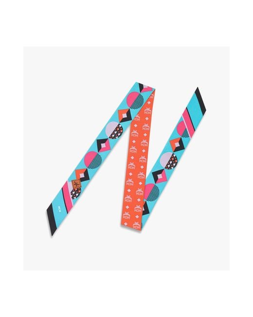 MCM Blue Monogram Print Petite Scarf