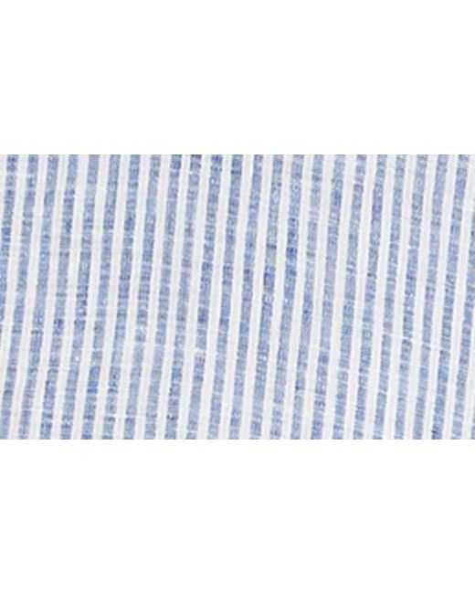 Zegna Blue Stripe Oasi Linen Button-up Shirt for men