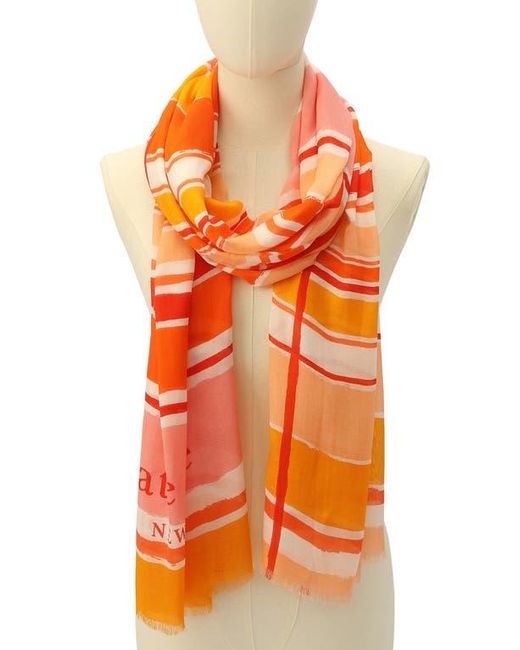 Kate Spade Orange Ocean Stripe Oblong Scarf
