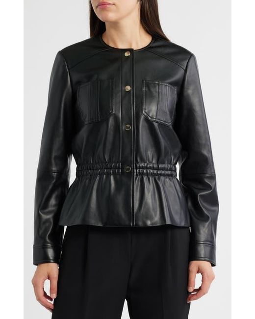 Tahari Black The Aliza Faux Leather Jacket