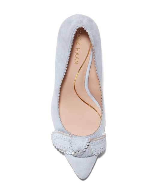 Cole Haan White Bellport Bow Pointed Toe Pump
