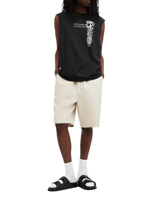 AllSaints Black Stock Graphic Muscle Tee for men