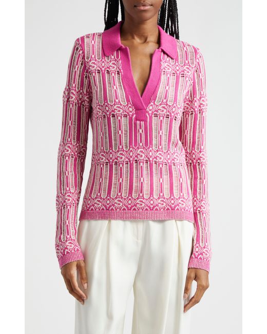 Stine Goya Pink Kiza Pattern Cotton Sweater