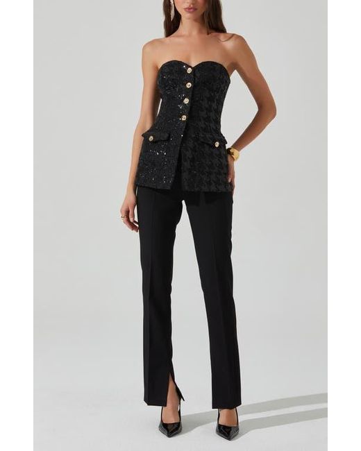 Astr Black Milani Strapless Sequin Top