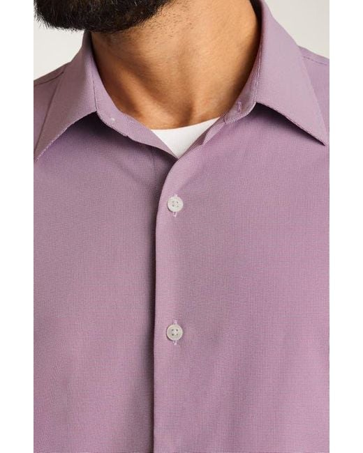 Bonobos Purple Tech Slim Fit Short Sleeve Button-Up Shirt for men