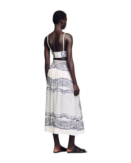 Sandro White Bandana Print Crop Top