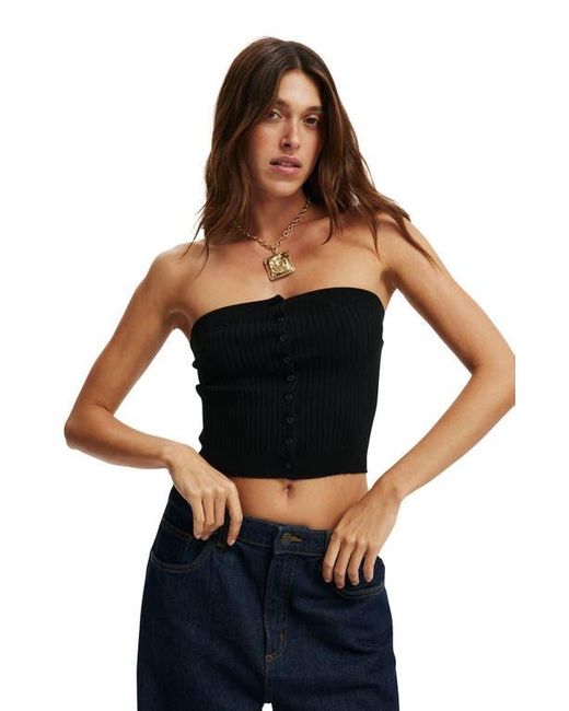 Cotton On Black Baby Rib Button Bandeau