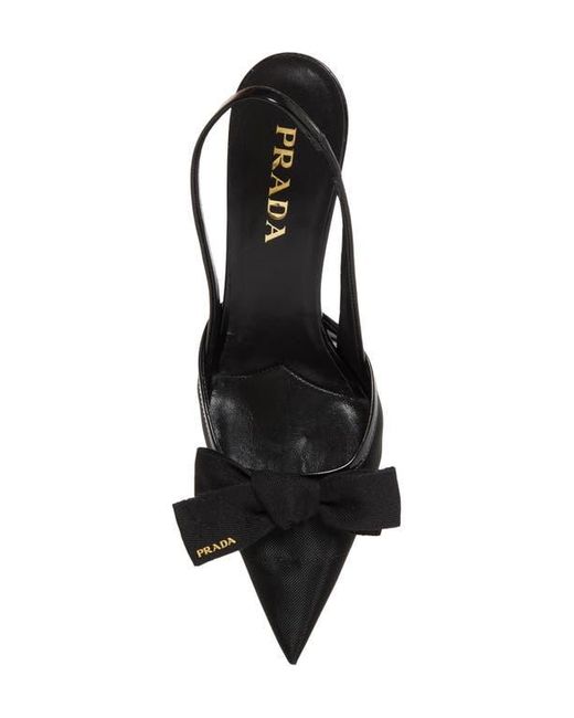 Prada Black Mesh Bow Slingback Pump