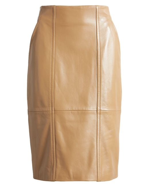 BOSS - Slim-fit pencil skirt in grained leather