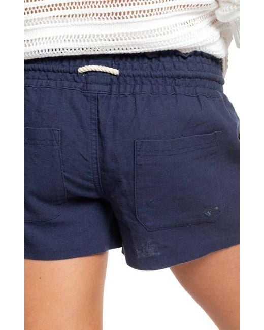 Roxy Blue Oceanside Cotton Drawstring Shorts