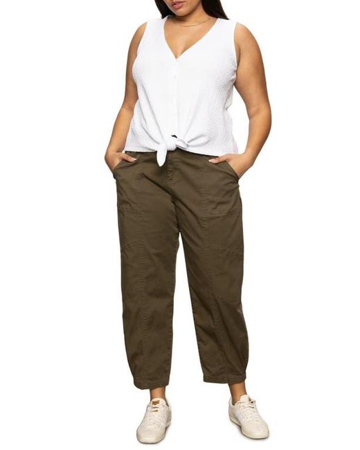 Sanctuary White Vacation Textured Tie Front Button-Up Tank