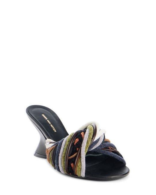 Dries Van Noten Blue Dented Wedge Slide Sandal