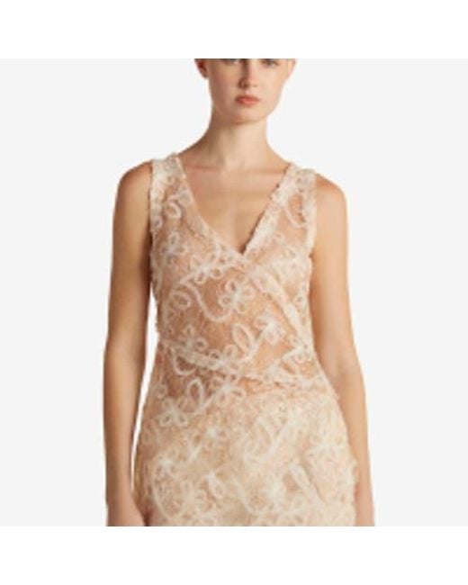 Marina Moscone Natural Lace Patchwork Top