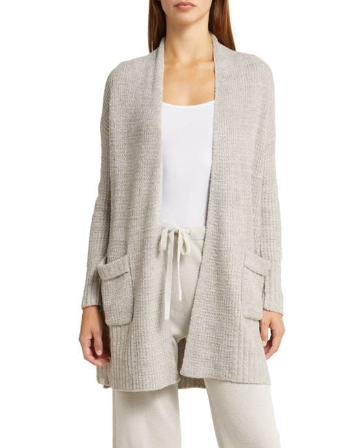 Barefoot Dreams Long Weekend Waffle Stitch Cardigan in White Lyst