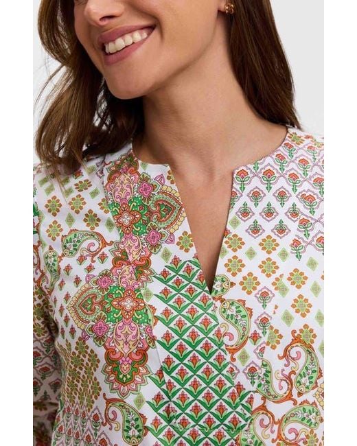 Foxcroft Natural Alicia Patchwork Shift Dress