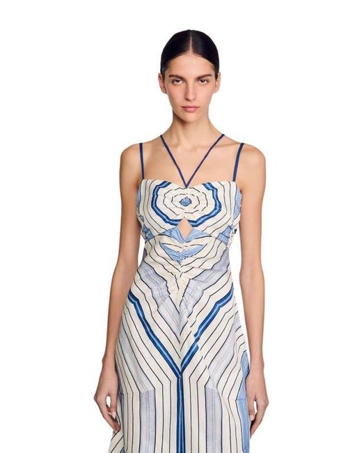 Sandro White Spiral-Motif Maxi Dress
