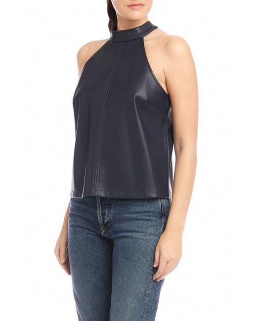 Fifteen Twenty Blue Alexis Faux Leather Top