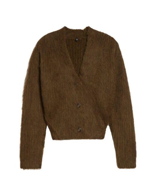 R13 Brown Split Hem Rib Alpaca & Wool Blend Cardigan