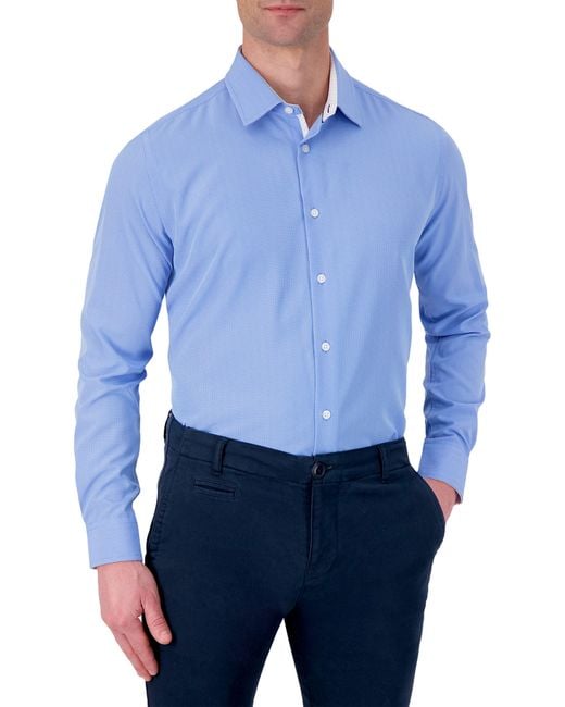 Report Collection 4x Stretch Slim Fit Microdot Dress Shirt in Blue for ...