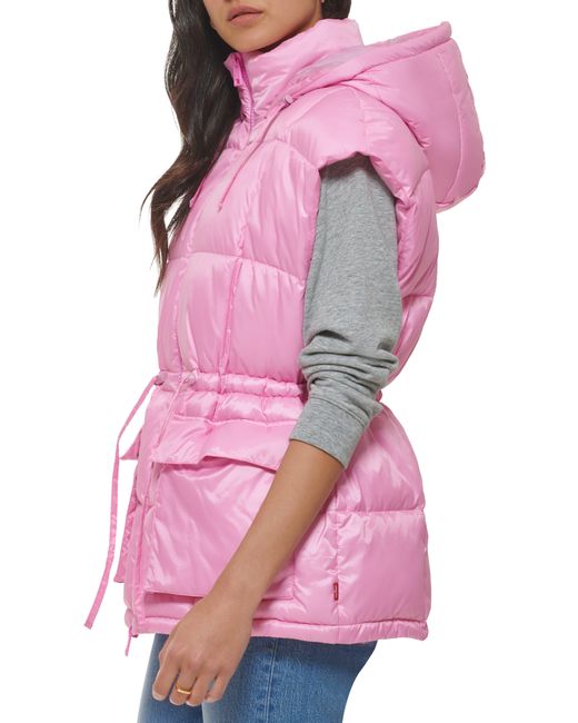 Levi's Cinch Waist Hooded Vest in Pink Lyst