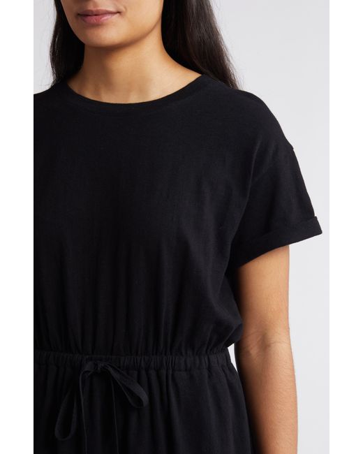 Caslon Black Caslon(r) Drawstring Waist Organic Cotton T-shirt Dress