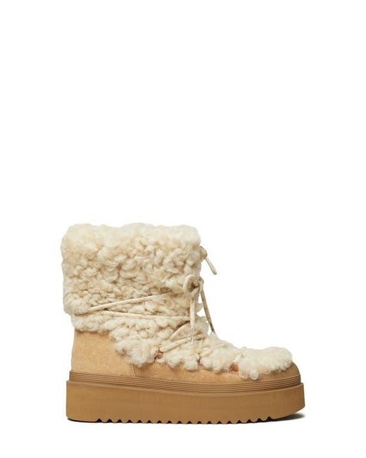 Tory Burch Natural Mellow Genuine Shearling Platform Bootie