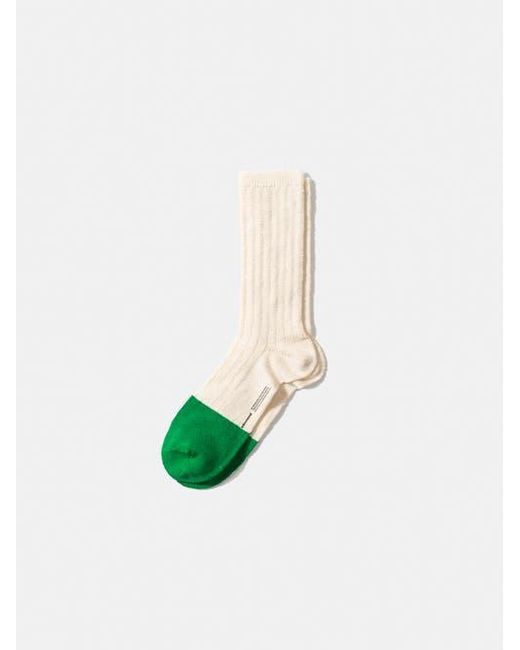 Edmmond Studios White Bicolor Ribbed Crew Socks for men