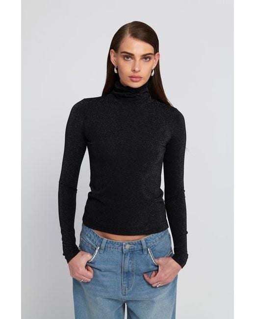 Elle Collection Black Knit Turtleneck Top Solid
