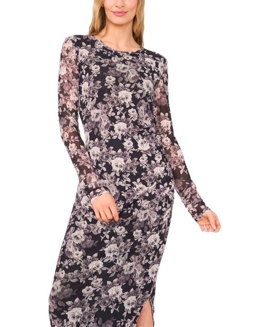 Ted Baker Multicolor Nic Shirred Long Sleeve Maxi Dress