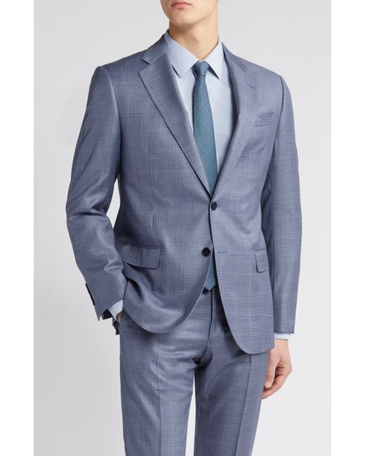 Emporio Armani Blue G-line Plaid Virgin Wool Suit for men