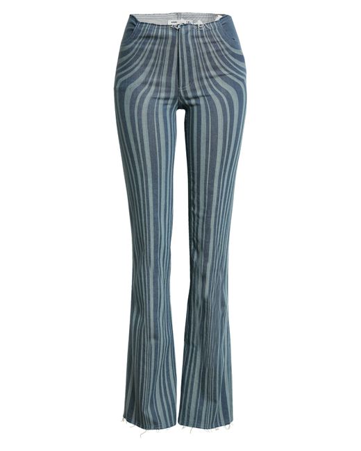 Anne Isabella Laser Stripe Raw Edge Wide Leg Jeans in Blue | Lyst