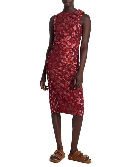 open lace back dress John Galliano A/W 2001 Red Floral Jacquard Dress main image 0