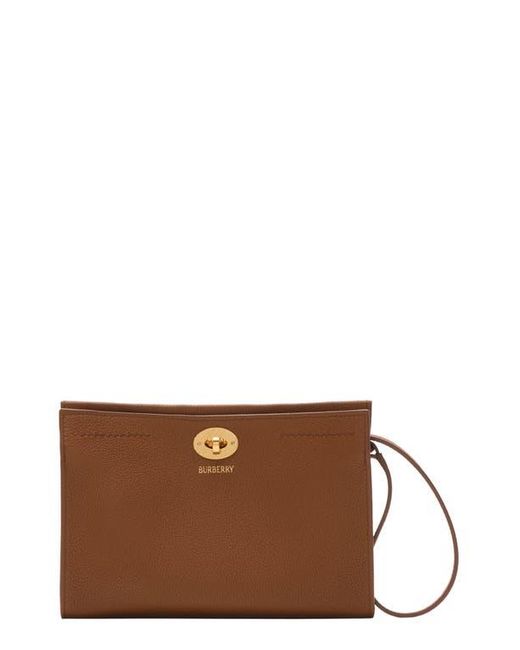 Burberry Brown Cotswolds Leather Wristlet Pouchette