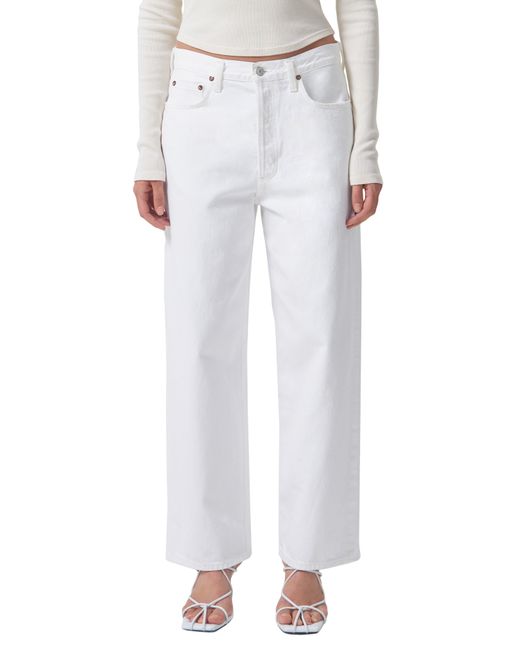 Agolde Low Slung baggy Organic Cotton Jeans in White | Lyst